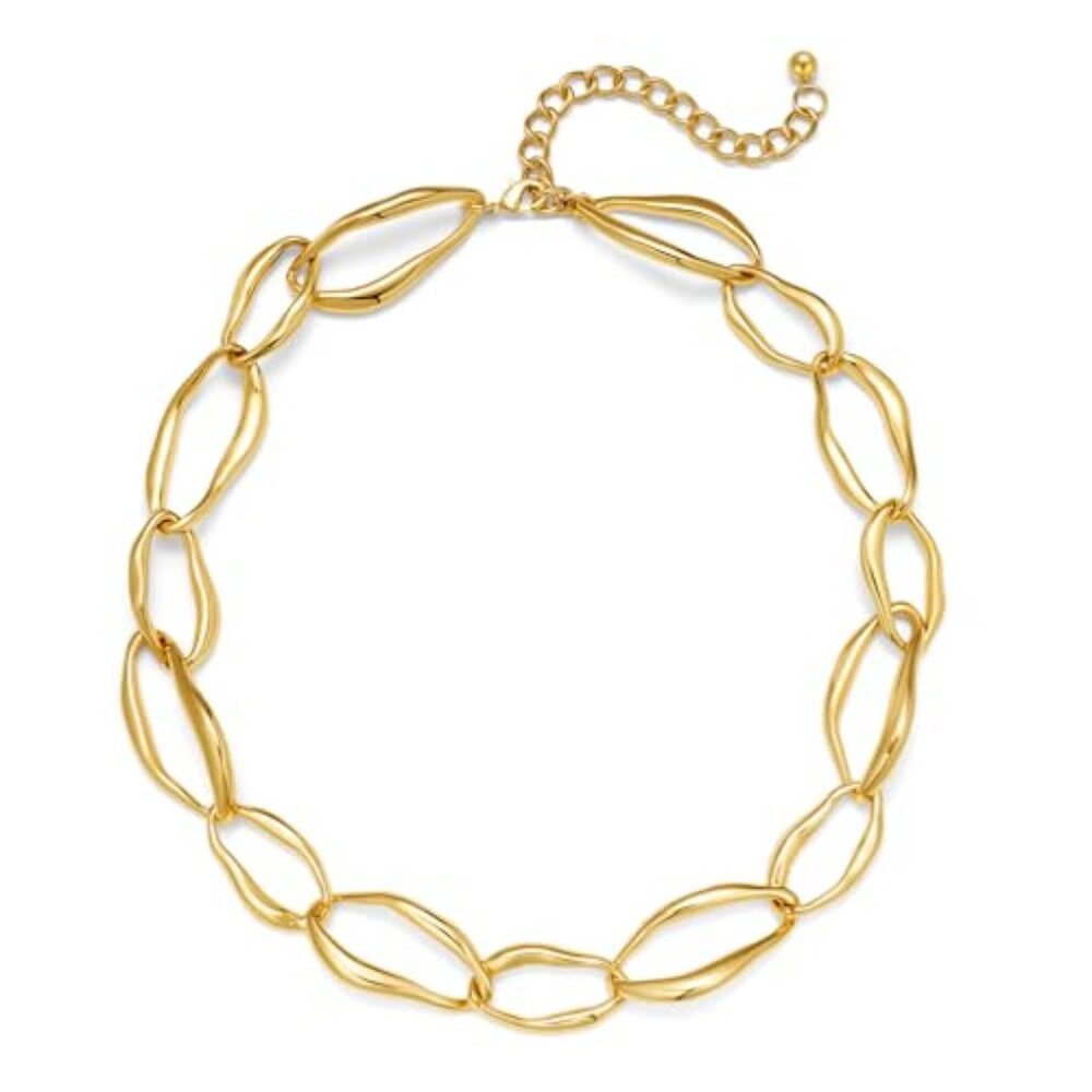 Chunky Gold Chain Necklace Cuban Chain Link Thick Paperclip